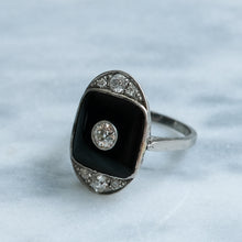 Load image into Gallery viewer, Antique Art Deco Onyx Plaque Diamond Ring