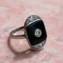Load image into Gallery viewer, Antique Art Deco Onyx Plaque Diamond Ring