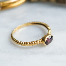 Load image into Gallery viewer, Oval Faceted Garnet Solitaire Stacking Ring