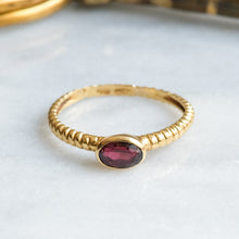 Load image into Gallery viewer, Oval Faceted Garnet Solitaire Stacking Ring