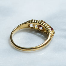 Load image into Gallery viewer, Antique Victorian Ruby Diamond Five-Stone Half Hoop Ring