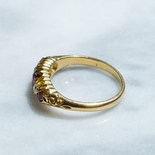 Load image into Gallery viewer, Antique Victorian Ruby Diamond Five-Stone Half Hoop Ring