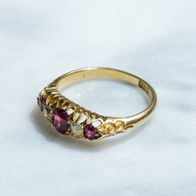 Load image into Gallery viewer, Antique Victorian Ruby Diamond Five-Stone Half Hoop Ring