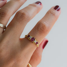 Load image into Gallery viewer, Antique Victorian Ruby Diamond Five-Stone Half Hoop Ring