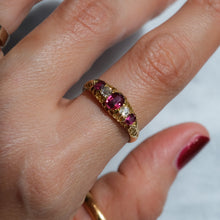 Load image into Gallery viewer, Antique Victorian Ruby Diamond Five-Stone Half Hoop Ring