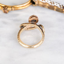 Load image into Gallery viewer, Antique Art Deco era Star Sapphire and Ruby Eyes Coiled Snake Ring
