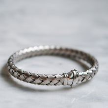 Load image into Gallery viewer, Vintage 9K White Gold Braided Bracelet