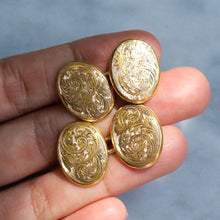 Load image into Gallery viewer, Antique Edwardian Foliate Engraved Oval Cufflinks