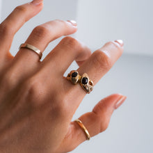 Load image into Gallery viewer, Vintage 9K Rose Gold Garnet Toi et Moi Snake Ring