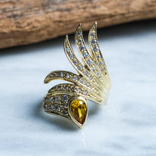 Load image into Gallery viewer, Vintage Sculptural Cultured Yellow Sapphire Cocktail Ring