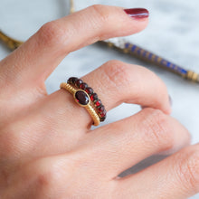 Load image into Gallery viewer, Oval Faceted Garnet Solitaire Stacking Ring