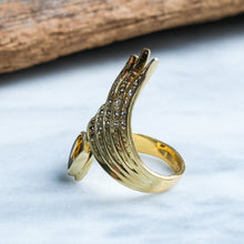 Load image into Gallery viewer, Vintage Sculptural Cultured Yellow Sapphire Cocktail Ring