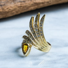 Load image into Gallery viewer, Vintage Sculptural Cultured Yellow Sapphire Cocktail Ring
