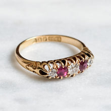 Load image into Gallery viewer, Victorian 18K Rose Gold Ruby Diamond Boat Ring