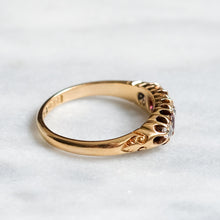 Load image into Gallery viewer, Victorian 18K Rose Gold Ruby Diamond Boat Ring