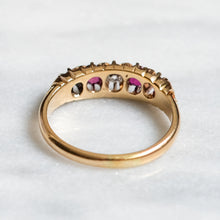 Load image into Gallery viewer, Victorian 18K Rose Gold Ruby Diamond Boat Ring