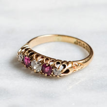 Load image into Gallery viewer, Victorian 18K Rose Gold Ruby Diamond Boat Ring