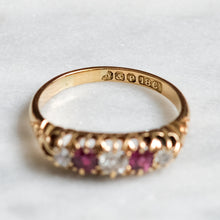 Load image into Gallery viewer, Victorian 18K Rose Gold Ruby Diamond Boat Ring