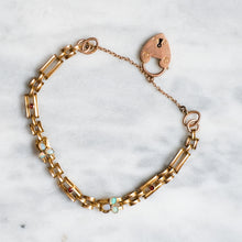 Load image into Gallery viewer, Antique Victorian 9K Rose Gold Opal and Garnet Gate-Link Padlock Bracelet