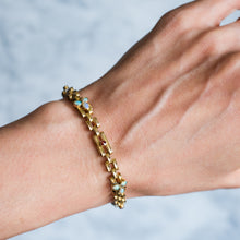 Load image into Gallery viewer, Antique Victorian 9K Rose Gold Opal and Garnet Gate-Link Padlock Bracelet