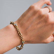 Load image into Gallery viewer, Antique Victorian 9K Rose Gold Opal and Garnet Gate-Link Padlock Bracelet