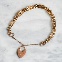 Load image into Gallery viewer, Antique Victorian 9K Rose Gold Opal and Garnet Gate-Link Padlock Bracelet