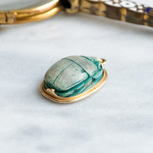 Load image into Gallery viewer, Vintage 14K Yellow Gold Carved Scarab Pendant