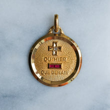 Load image into Gallery viewer, Vintage Round QU'HIER QUE DEMAIN Augis Pendant