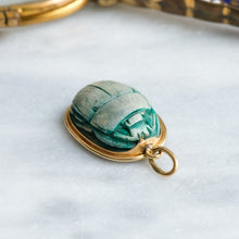 Load image into Gallery viewer, Vintage 14K Yellow Gold Carved Scarab Pendant