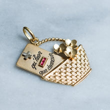 Load image into Gallery viewer, Vintage Basket with Flowers QU'HIER QUE DEMAIN Augis Pendant