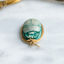 Load image into Gallery viewer, Vintage 14K Yellow Gold Carved Scarab Pendant