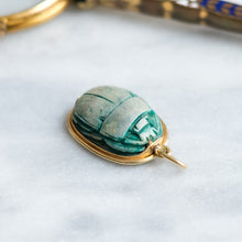 Load image into Gallery viewer, Vintage 14K Yellow Gold Carved Scarab Pendant