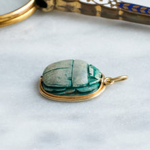 Load image into Gallery viewer, Vintage 14K Yellow Gold Carved Scarab Pendant