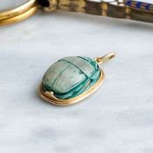 Load image into Gallery viewer, Vintage 14K Yellow Gold Carved Scarab Pendant