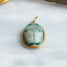 Load image into Gallery viewer, Vintage 14K Yellow Gold Carved Scarab Pendant