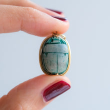Load image into Gallery viewer, Vintage 14K Yellow Gold Carved Scarab Pendant