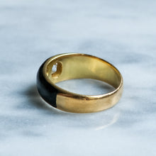 Load image into Gallery viewer, Antique Victorian Black Enamel Flush Set Diamond Solitaire Ring