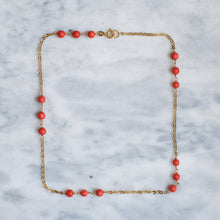 Load image into Gallery viewer, Vintage 18K Yellow Gold Coral Station Chain
