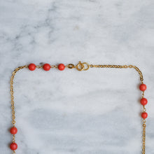 Load image into Gallery viewer, Vintage 18K Yellow Gold Coral Station Chain