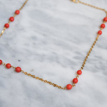 Load image into Gallery viewer, Vintage 18K Yellow Gold Coral Station Chain