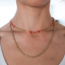 Load image into Gallery viewer, Vintage 18K Yellow Gold Coral Station Chain