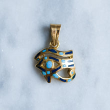 Load image into Gallery viewer, Vintage Egyptian Blue Enamel Eye of Horus Amulet Pendant