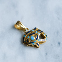 Load image into Gallery viewer, Vintage Egyptian Blue Enamel Eye of Horus Amulet Pendant