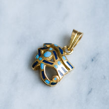 Load image into Gallery viewer, Vintage Egyptian Blue Enamel Eye of Horus Amulet Pendant