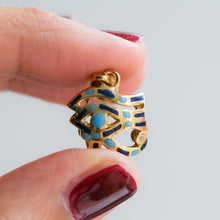 Load image into Gallery viewer, Vintage Egyptian Blue Enamel Eye of Horus Amulet Pendant