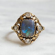Load image into Gallery viewer, Antique Arts and Crafts 18K Green Gold Opal and Diamond Ring