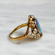 Load image into Gallery viewer, Antique Arts and Crafts 18K Green Gold Opal and Diamond Ring
