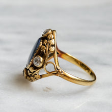 Load image into Gallery viewer, Antique Arts and Crafts 18K Green Gold Opal and Diamond Ring