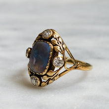 Load image into Gallery viewer, Antique Arts and Crafts 18K Green Gold Opal and Diamond Ring