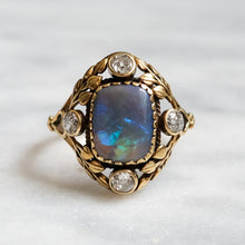 Load image into Gallery viewer, Antique Arts and Crafts 18K Green Gold Opal and Diamond Ring